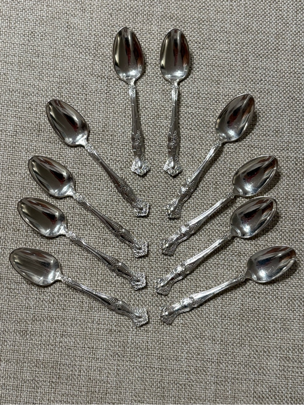 Vintage 1847 Rogers Bros XS Triple Grape Demitasse Spoons Set of 10